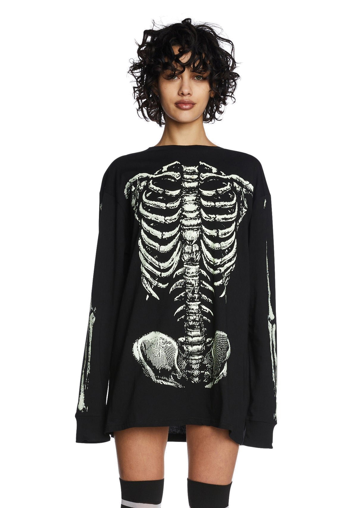 Glow-in-the-dark rib cage long sleeve tee